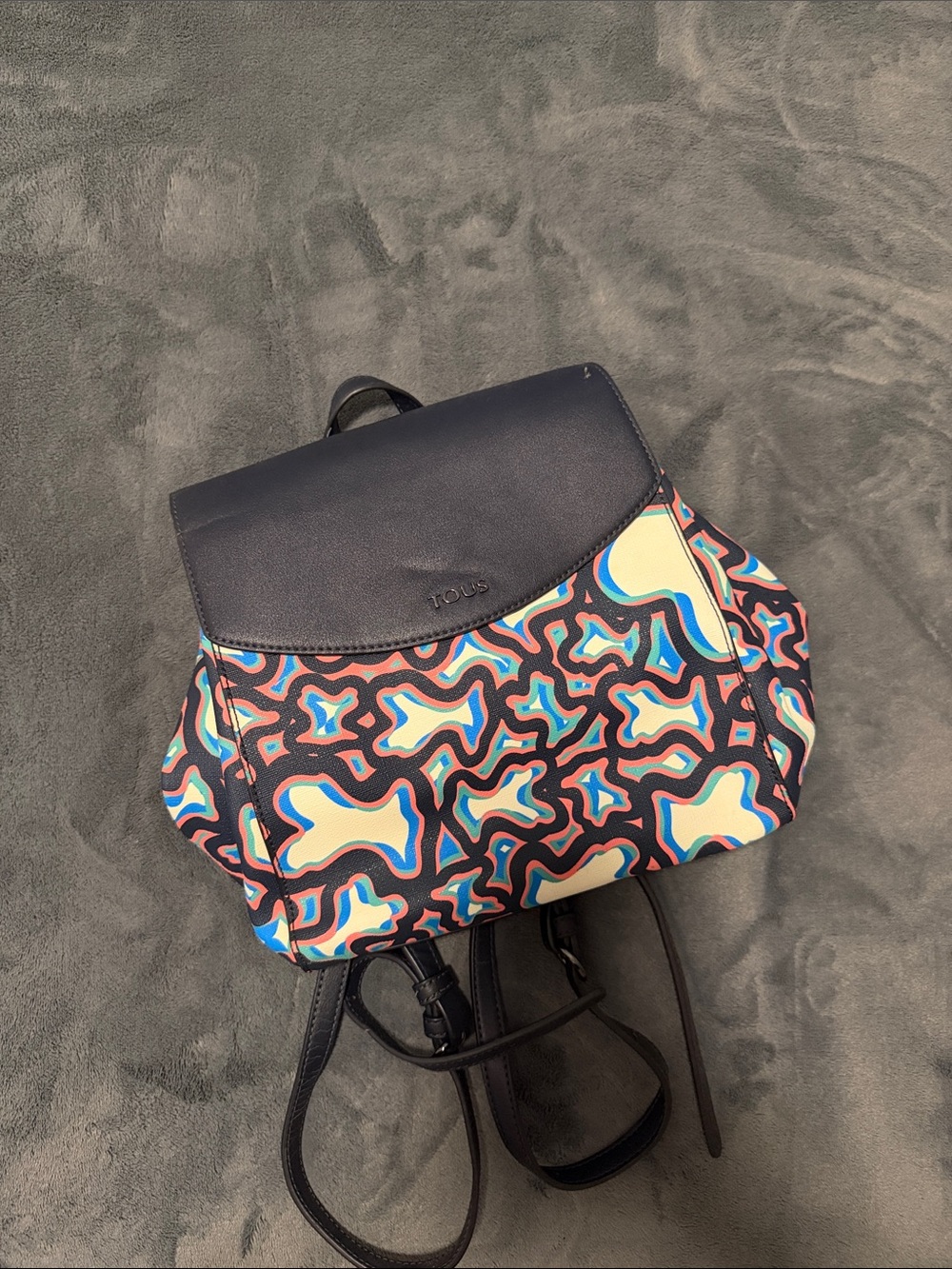 Tous Navy Multicolor Abstract-Print Mini Backpack